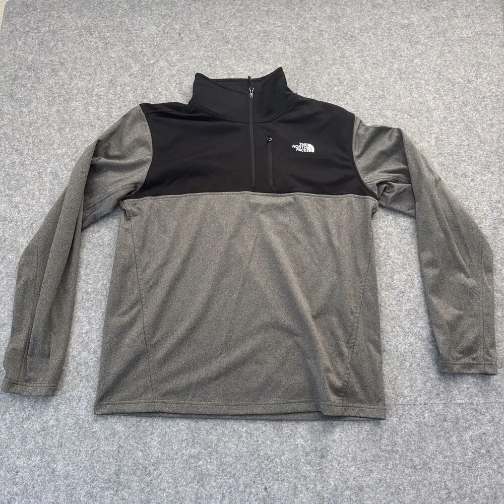 The North Face Quarter Zip Pullover Men's Large Gray Black Jacket Pullover Soft